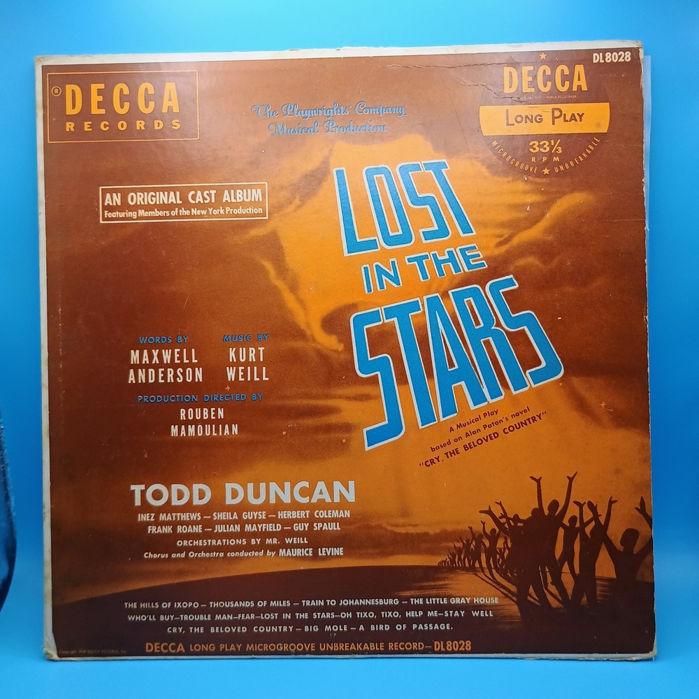 Lost in the Stars Original Cast Album Vinyl LP Decca DL 8028 Kurt Weill 1949
